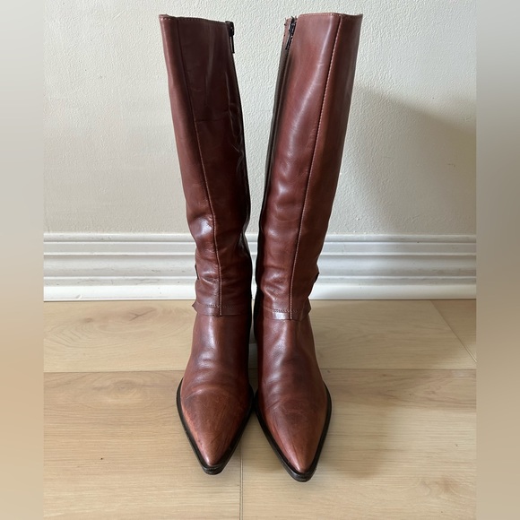 Vintage Swiss Brand “NAVYBOOT” genuine leather wide calf boots size 38 - Picture 2 of 8